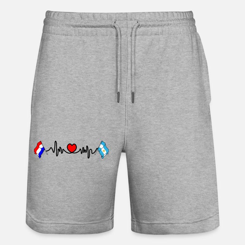 Cardio coeur avec drapeau Pays-Bas, Argentine - Short de jogging bio TRAINER Stanley/Stella unisexe - gris chiné