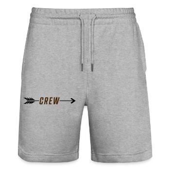 Crew Arrow - Stanley/Stella Trainer Unisex Organic Jogging Shorts - heather grey - Front - Nik (191cm) & Marisol (170cm)