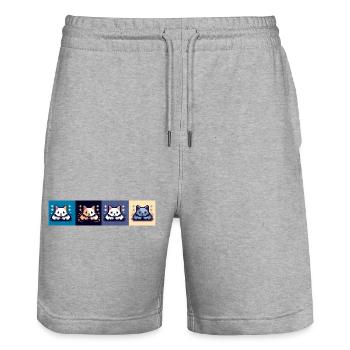 Cat attack - Stanley/Stella Trainer Unisex Organic Jogging Shorts - heather grey - Front - Nik (191cm) & Marisol (170cm)