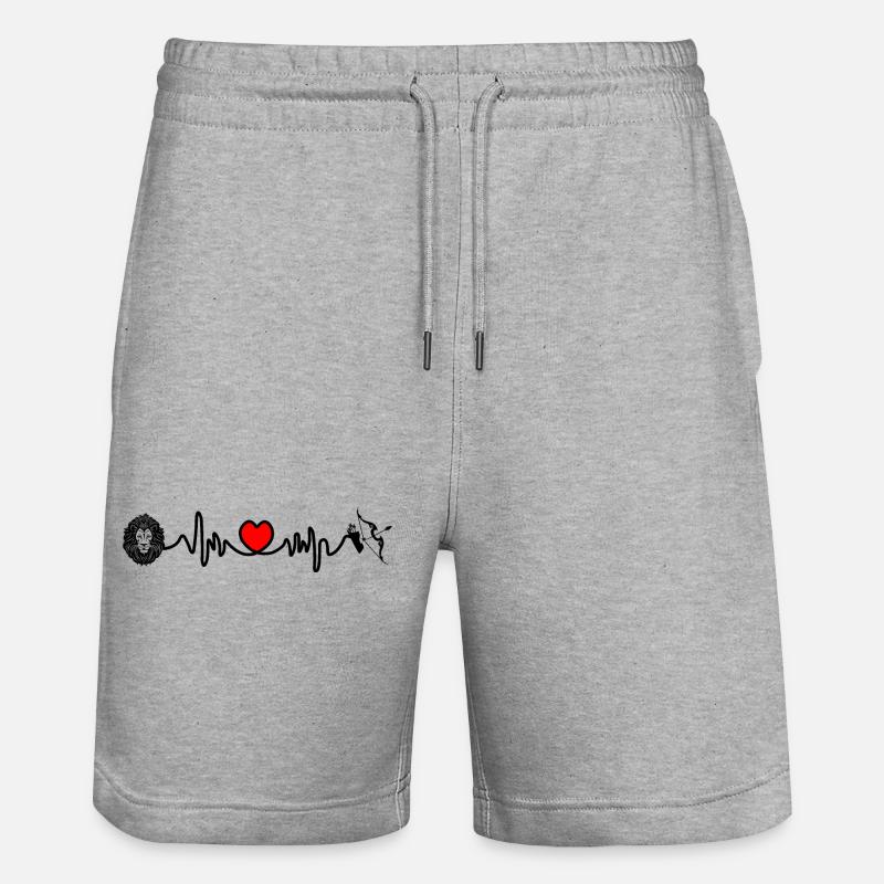 Fréquence cardiaque cardio Lion Sagittaire - Short de jogging bio TRAINER Stanley/Stella unisexe - gris chiné