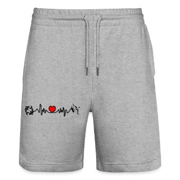 Fréquence cardiaque cardio Poissons Sagittaire - Short de jogging bio TRAINER Stanley/Stella unisexe - gris chiné - Devant - Nik (191cm) & Marisol (170cm)