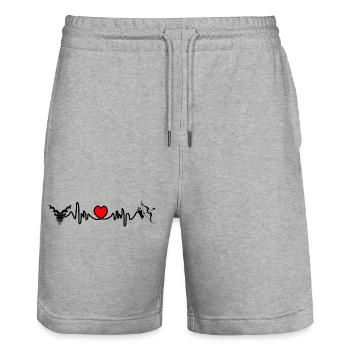 Herzfrequenz Cardio Steinbock Schütze - Stanley/Stella Unisex Bio Joggingshorts Trainer  - Grau meliert - Vorne - Nik (191cm) & Marisol (170cm)