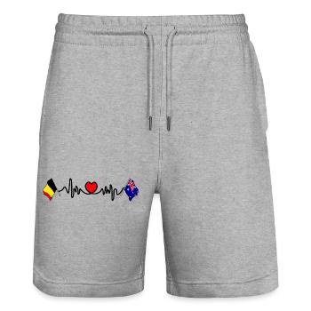 Cardio heart Flag Belgium, flag Australia - Stanley/Stella Trainer Unisex Organic Jogging Shorts - heather grey - Front - Nik (191cm) & Marisol (170cm)
