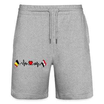 Cardio heart Flag Belgium, flag Egypt - Stanley/Stella Trainer Unisex Organic Jogging Shorts - heather grey - Front - Nik (191cm) & Marisol (170cm)