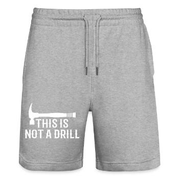 Dies ist kein Bohrer Lustiges Hammer Papa Scherzwerkzeug - Stanley/Stella Unisex Bio Joggingshorts Trainer  - Grau meliert - Vorne - Nik (191cm) & Marisol (170cm)
