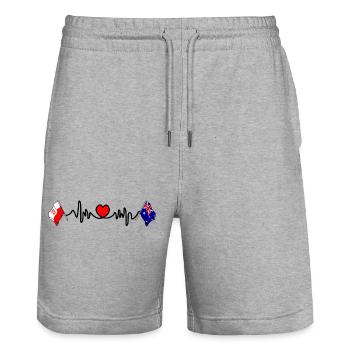 Cardio heart Drapeau Pologne, drapeau Australie - Short de jogging bio TRAINER Stanley/Stella unisexe - gris chiné - Devant - Nik (191cm) & Marisol (170cm)