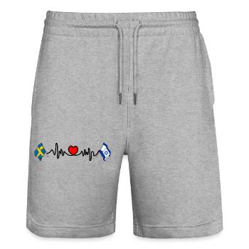 Cardio-Herz Flagge Schweden, Flagge Israel - Stanley/Stella Unisex Bio Joggingshorts Trainer  - Grau meliert - Vorne - Nik (191cm) & Marisol (170cm)
