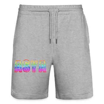 Asya RS Rainbow - Stanley/Stella Trainer Unisex Organic Jogging Shorts - heather grey - Front - Nik (191cm) & Marisol (170cm)
