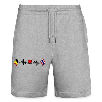 Cardio heart Drapeau Belgique Thaïlande - Short de jogging bio TRAINER Stanley/Stella unisexe - gris chiné - Devant - Nik (191cm) & Marisol (170cm)