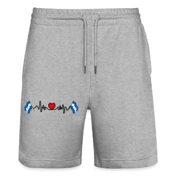 Cardio de fréquence cardiaque pour le Nicaragua - Short de jogging bio TRAINER Stanley/Stella unisexe - gris chiné - Devant - Nik (191cm) & Marisol (170cm)