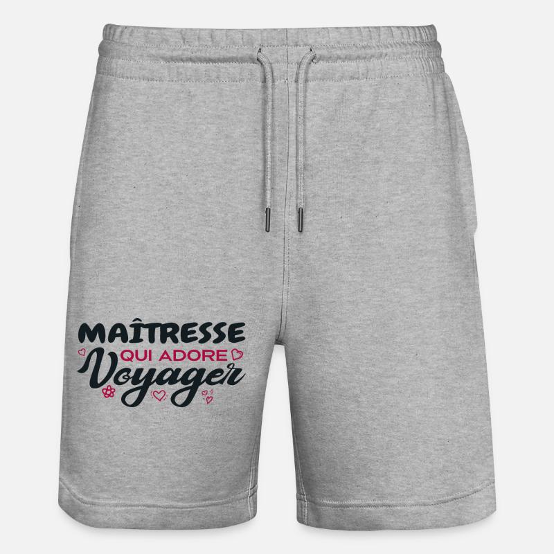Maîtresse globe-trotteuse passionnée de voyages - Short de jogging bio TRAINER Stanley/Stella unisexe - gris chiné
