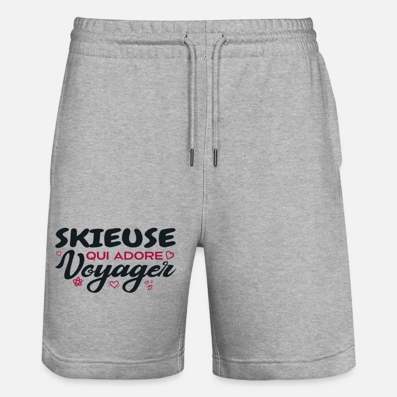 Skieuse globe-trotteuse passionnée de voyages - Short de jogging bio TRAINER Stanley/Stella unisexe - gris chiné