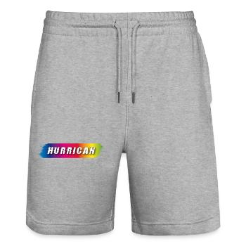 Hurrican Lettering Spectrum - Stanley/Stella Trainer Unisex Organic Jogging Shorts - heather grey - Front - Nik (191cm) & Marisol (170cm)