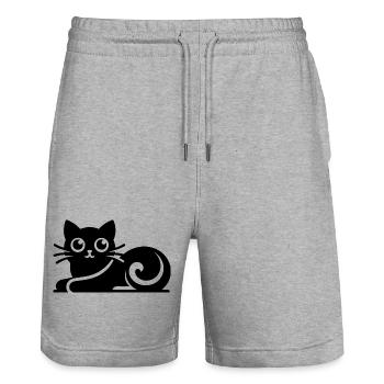 Abstract Cat Drawing - Stanley/Stella Trainer Unisex Organic Jogging Shorts - heather grey - Front - Nik (191cm) & Marisol (170cm)