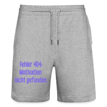 Error 404: Motivation not found - Stanley/Stella Trainer Unisex Organic Jogging Shorts - heather grey - Front - Nik (191cm) & Marisol (170cm)