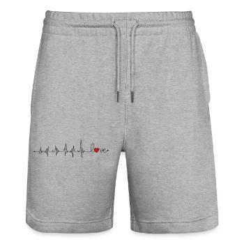 Battement de cœur amour - Short de jogging bio TRAINER Stanley/Stella unisexe - gris chiné - Devant - Nik (191cm) & Marisol (170cm)