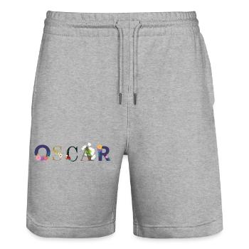Le nom d’OSCAR décoré de fleurs - Short de jogging bio TRAINER Stanley/Stella unisexe - gris chiné - Devant - Nik (191cm) & Marisol (170cm)