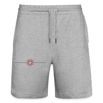 Ligne d’icônes en forme de cœur - Short de jogging bio TRAINER Stanley/Stella unisexe - gris chiné - Devant - Nik (191cm) & Marisol (170cm)
