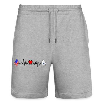 Cardio-Herz mit USA-Flagge und Massachusetts-Flagge - Stanley/Stella Unisex Bio Joggingshorts Trainer  - Grau meliert - Vorne - Nik (191cm) & Marisol (170cm)