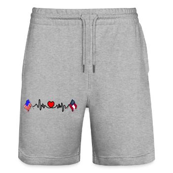 Cardio-Herz mit USA-Flagge und Georgia-Flagge - Stanley/Stella Unisex Bio Joggingshorts Trainer  - Grau meliert - Vorne - Nik (191cm) & Marisol (170cm)