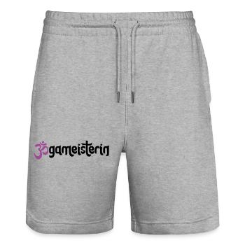 Jogameisterin - Typografisches OM (3-Farbig) - Stanley/Stella Unisex Bio Joggingshorts Trainer  - Grau meliert - Vorne - Nik (191cm) & Marisol (170cm)
