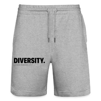 Diversity - Stanley/Stella Trainer Unisex Organic Jogging Shorts - heather grey - Front - Nik (191cm) & Marisol (170cm)