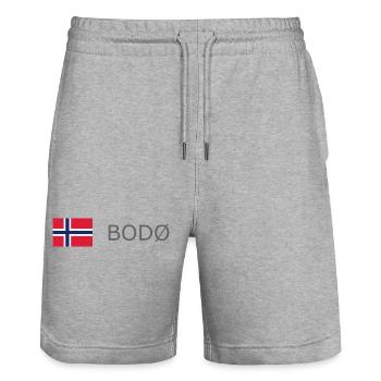 Norway Flag - Bodo - Norge - Norwegen - Stanley/Stella Unisex Bio Joggingshorts Trainer  - Grau meliert - Vorne - Nik (191cm) & Marisol (170cm)