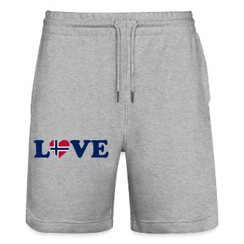 Love - Norway Flag - Norge - Norwegen - Stanley/Stella Trainer Unisex Organic Jogging Shorts - heather grey - Front - Nik (191cm) & Marisol (170cm)