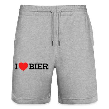 I love Bier (Farben änderbar) - Stanley/Stella Unisex Bio Joggingshorts Trainer  - Grau meliert - Vorne - Nik (191cm) & Marisol (170cm)