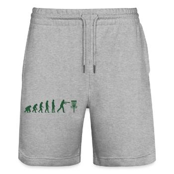 Disc Golf Evolution Funny Disc Golfer Flying Disc - Stanley/Stella Trainer Unisex Organic Jogging Shorts - heather grey - Front - Nik (191cm) & Marisol (170cm)