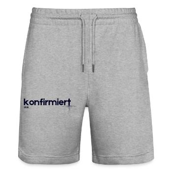Confirmation 2026 – Gift I Modern Shirt - Stanley/Stella Trainer Unisex Organic Jogging Shorts - heather grey - Front - Nik (191cm) & Marisol (170cm)