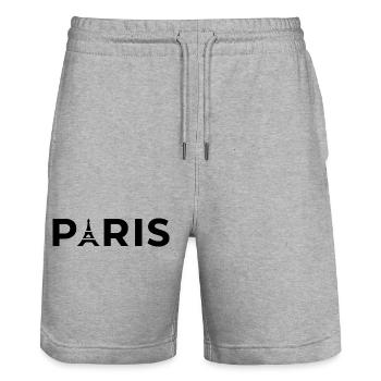 Paris Eiffel Tower Black Souvenir France - Stanley/Stella Trainer Unisex Organic Jogging Shorts - heather grey - Front - Nik (191cm) & Marisol (170cm)