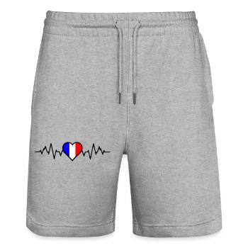 France Heartbeat - Short de jogging bio TRAINER Stanley/Stella unisexe - gris chiné - Devant - Nik (191cm) & Marisol (170cm)