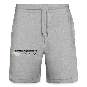 LIEBEVOLL Hausaufgaben-Mythos - Stanley/Stella Unisex Bio Joggingshorts Trainer  - Grau meliert - Vorne - Nik (191cm) & Marisol (170cm)