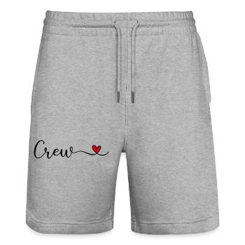 Crew with Heart Design - Stanley/Stella Trainer Unisex Organic Jogging Shorts - heather grey - Front - Nik (191cm) & Marisol (170cm)