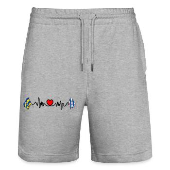 Ameland & Friesland Heartbeat - Stanley/Stella Trainer Unisex Organic Jogging Shorts - heather grey - Front - Nik (191cm) & Marisol (170cm)
