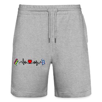 Terschelling & Friesland Heartbeat - Stanley/Stella Trainer Unisex Organic Jogging Shorts - heather grey - Front - Nik (191cm) & Marisol (170cm)