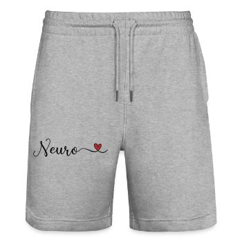 Neuro Heart Typography - Stanley/Stella Trainer Unisex Organic Jogging Shorts - heather grey - Front - Nik (191cm) & Marisol (170cm)