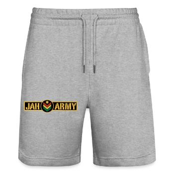 Jah Army Rastafari Rasta Reggae Roots - Stanley/Stella Trainer Unisex Organic Jogging Shorts - heather grey - Front - Nik (191cm) & Marisol (170cm)