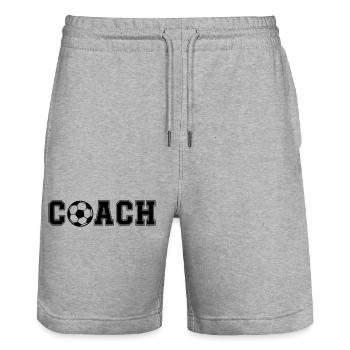 Football Coash - Stanley/Stella Trainer Unisex Organic Jogging Shorts - heather grey - Front - Nik (191cm) & Marisol (170cm)