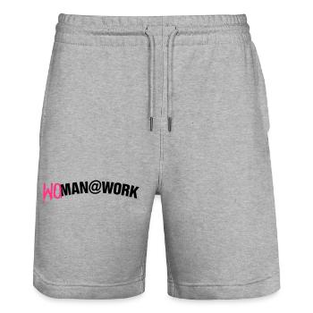 Woman at work - Short de jogging bio TRAINER Stanley/Stella unisexe - gris chiné - Devant - Nik (191cm) & Marisol (170cm)