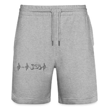 Symbole de moto de course Heartbeat - Short de jogging bio TRAINER Stanley/Stella unisexe - gris chiné - Devant - Nik (191cm) & Marisol (170cm)