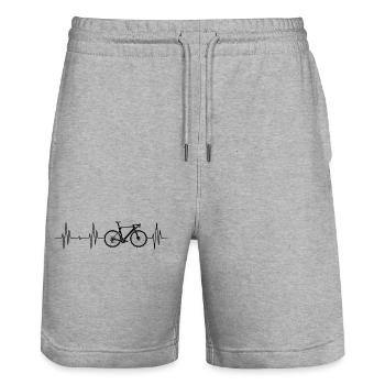 Road Bike Bike Bike Symbol Heartbeat Pulse ECG - Stanley/Stella Trainer Unisex Organic Jogging Shorts - heather grey - Front - Nik (191cm) & Marisol (170cm)
