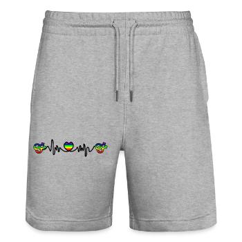 Homo Herzschlag Cardio - Stanley/Stella Unisex Bio Joggingshorts Trainer  - Grau meliert - Vorne - Nik (191cm) & Marisol (170cm)