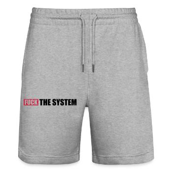 Uprising fuck the system - Stanley/Stella Trainer Unisex Organic Jogging Shorts - heather grey - Front - Nik (191cm) & Marisol (170cm)