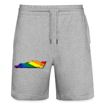Racing Car LGBT lgbtqia pride - Stanley/Stella Trainer Unisex Organic Jogging Shorts - heather grey - Front - Nik (191cm) & Marisol (170cm)