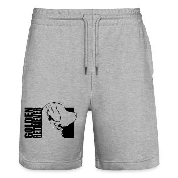 Golden Retriever Profile Dogs Dog Wilsigns - Stanley/Stella Trainer Unisex Organic Jogging Shorts - heather grey - Front - Nik (191cm) & Marisol (170cm)
