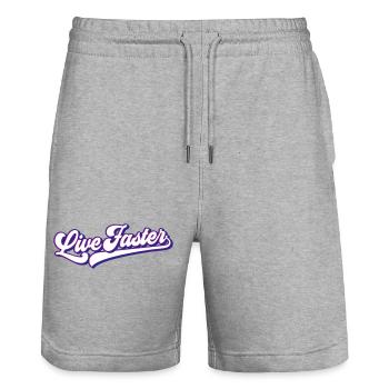 Live Faster | Farben änderbar - Stanley/Stella Unisex Bio Joggingshorts Trainer  - Grau meliert - Vorne - Nik (191cm) & Marisol (170cm)