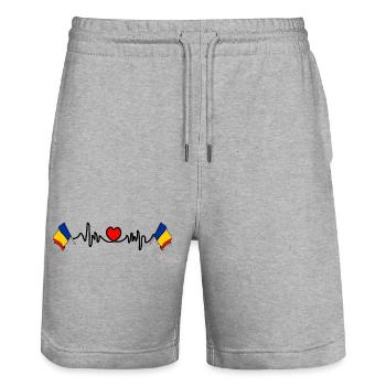 Cardio de fréquence cardiaque pour la Roumanie - Short de jogging bio TRAINER Stanley/Stella unisexe - gris chiné - Devant - Nik (191cm) & Marisol (170cm)