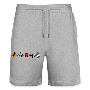 Cardio coeur avec drapeau de l’Allemagne et drapeau de l’Italie - Short de jogging bio TRAINER Stanley/Stella unisexe - gris chiné - Devant - Nik (191cm) & Marisol (170cm)